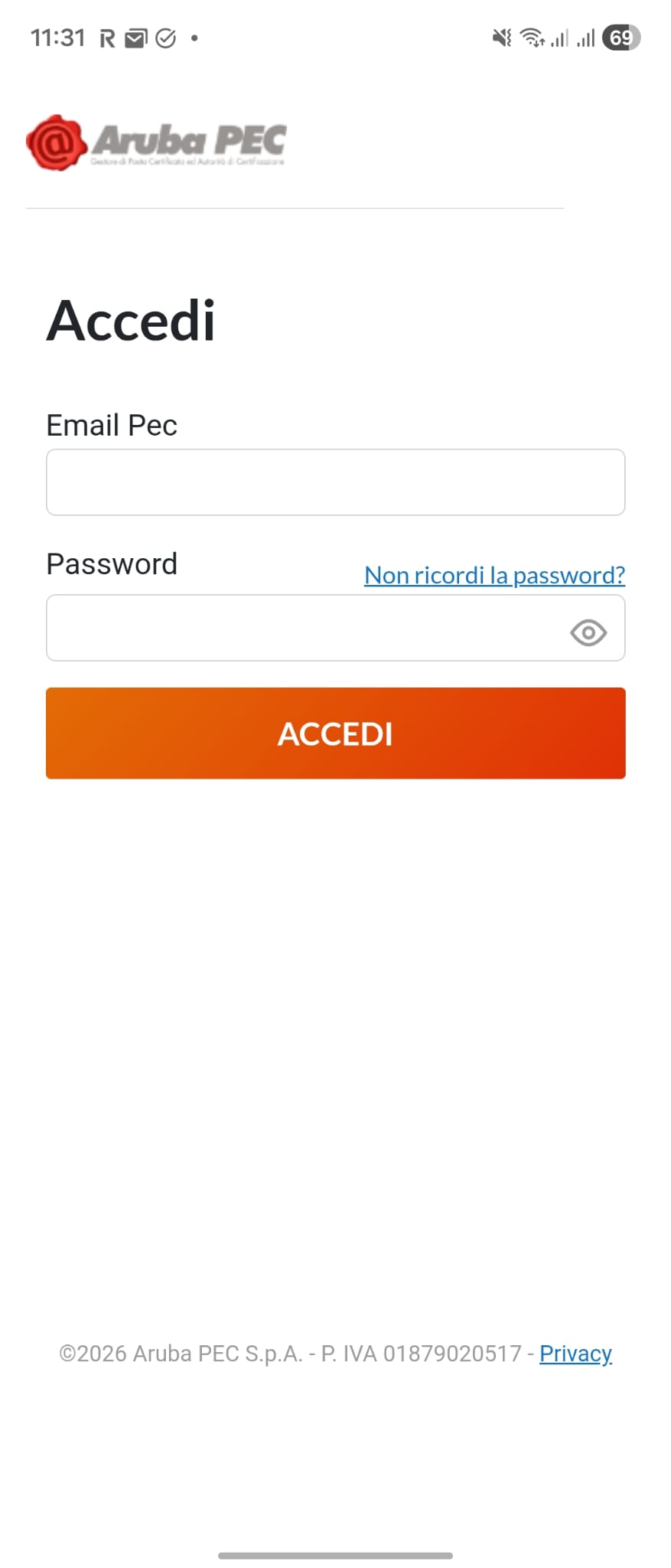 Inserimento Credenziali