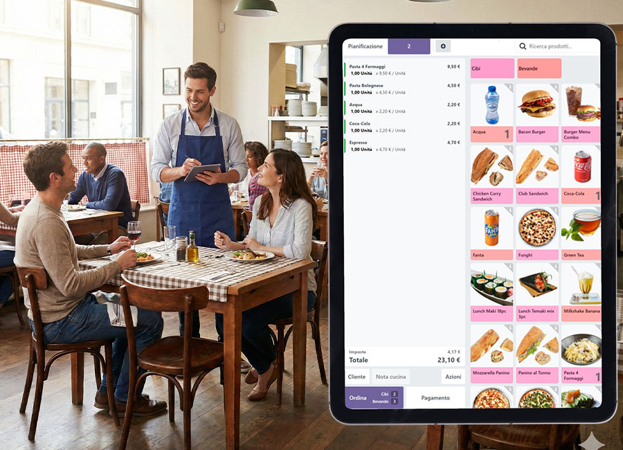 Sala ottimizzata con ordini digitali rapidi e precisi